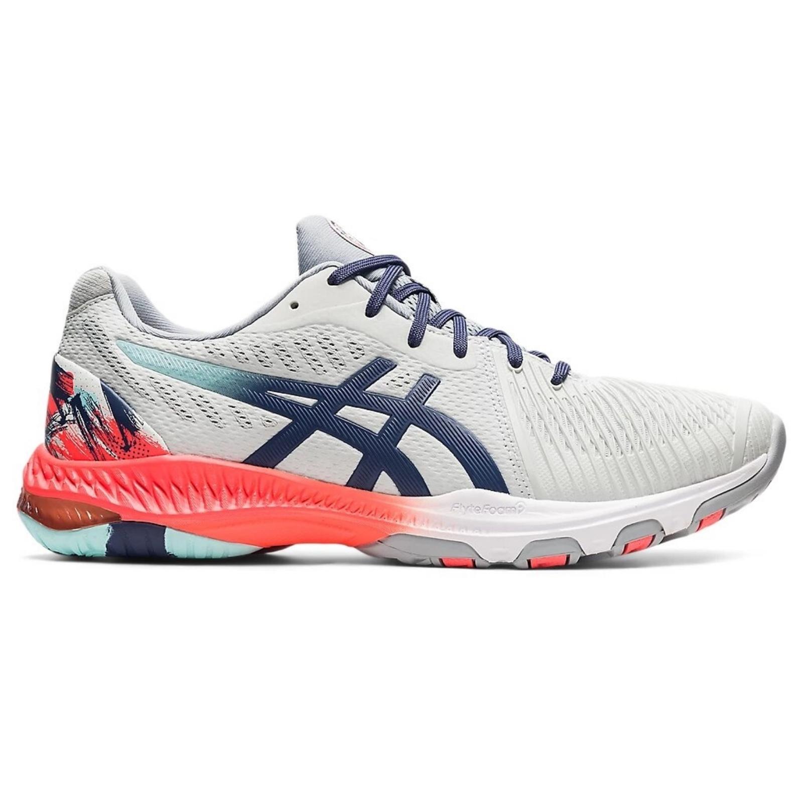 Asics Netburner Ballistic Ff 2 Glacier Grey Sunrise Red