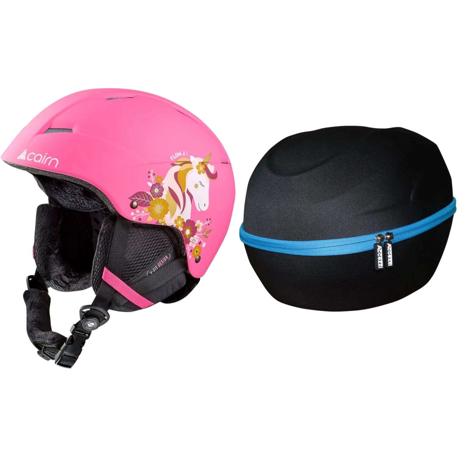 Cairn Flow  Skihjelm  Junior  Pink Unicorn   Accezzi Cortina  Hjelmcase
