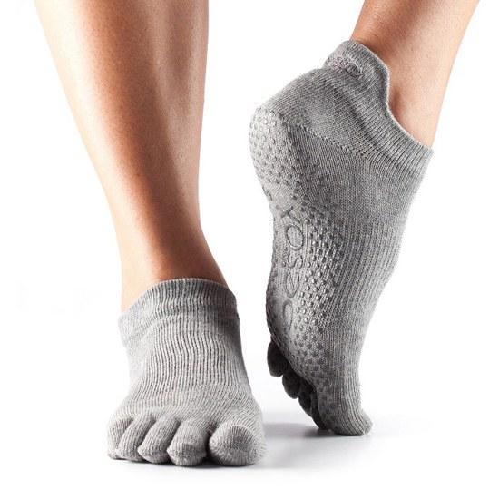 Toesox Fulltoe Lowrise Grip  Heather Grey   S