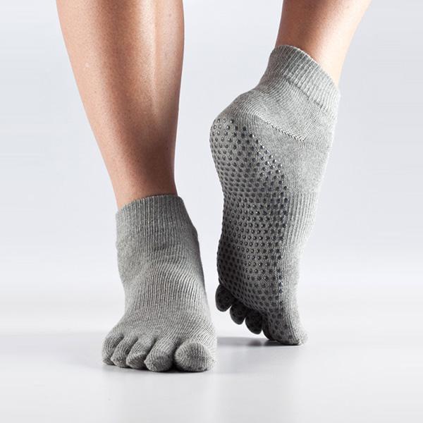Toesox Fulltoe Non Slip Ankel  Heather Grey   M