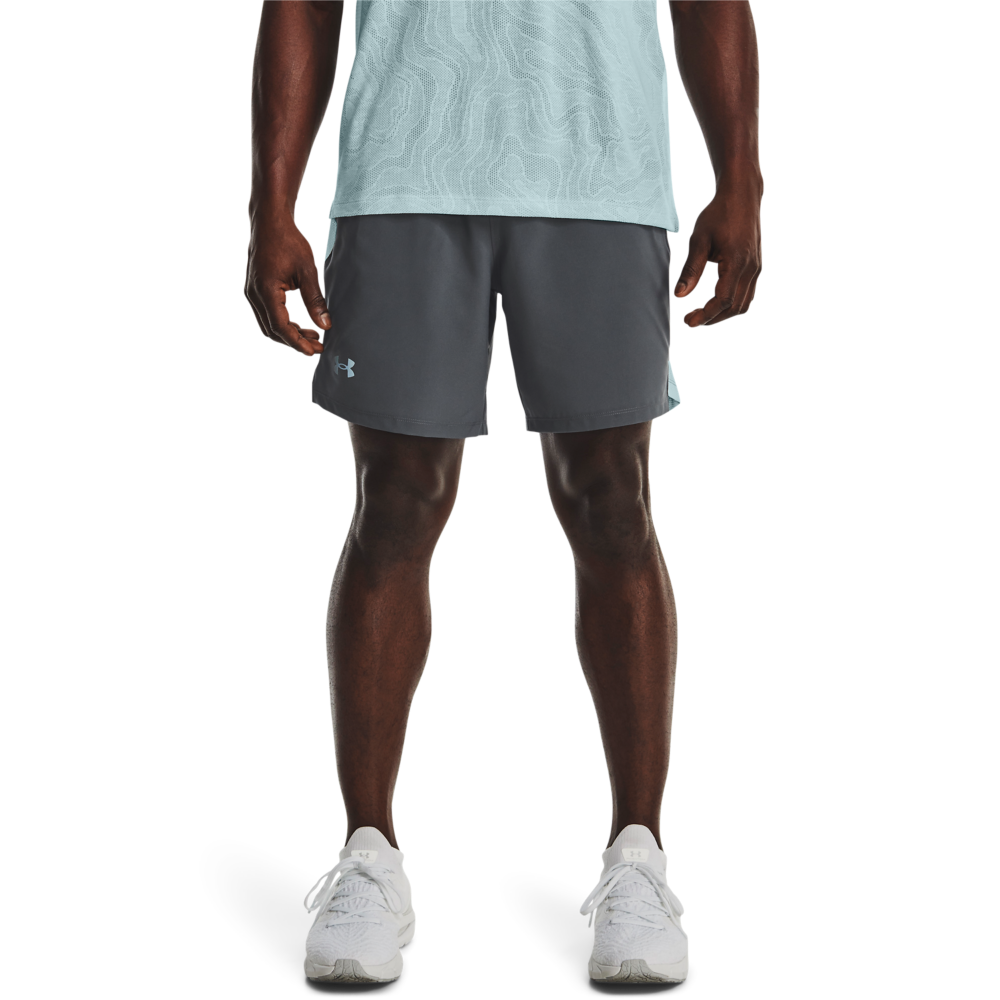 Under Armour Mænd   Launch 7 Inch Shorts   Pitch Grey   Fuse Teal S