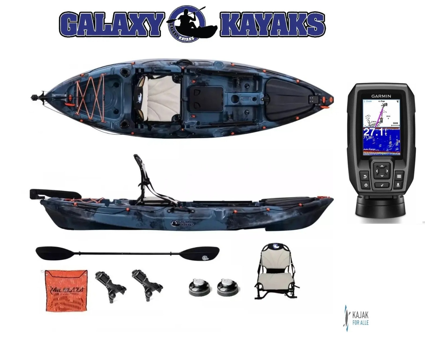 Galaxy Cruz Ultra Fiskekajak Med Garmin 4 Fish Finder