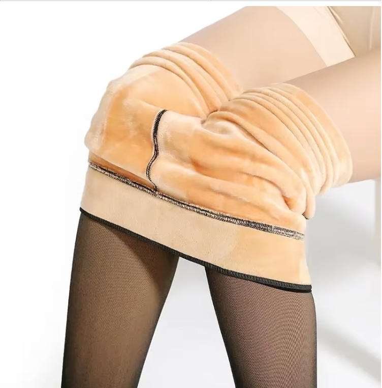 Fleece? Forede Nylonstrømpebukser     Hold Varmen Med Stil Tan   S M 300gram   Tan